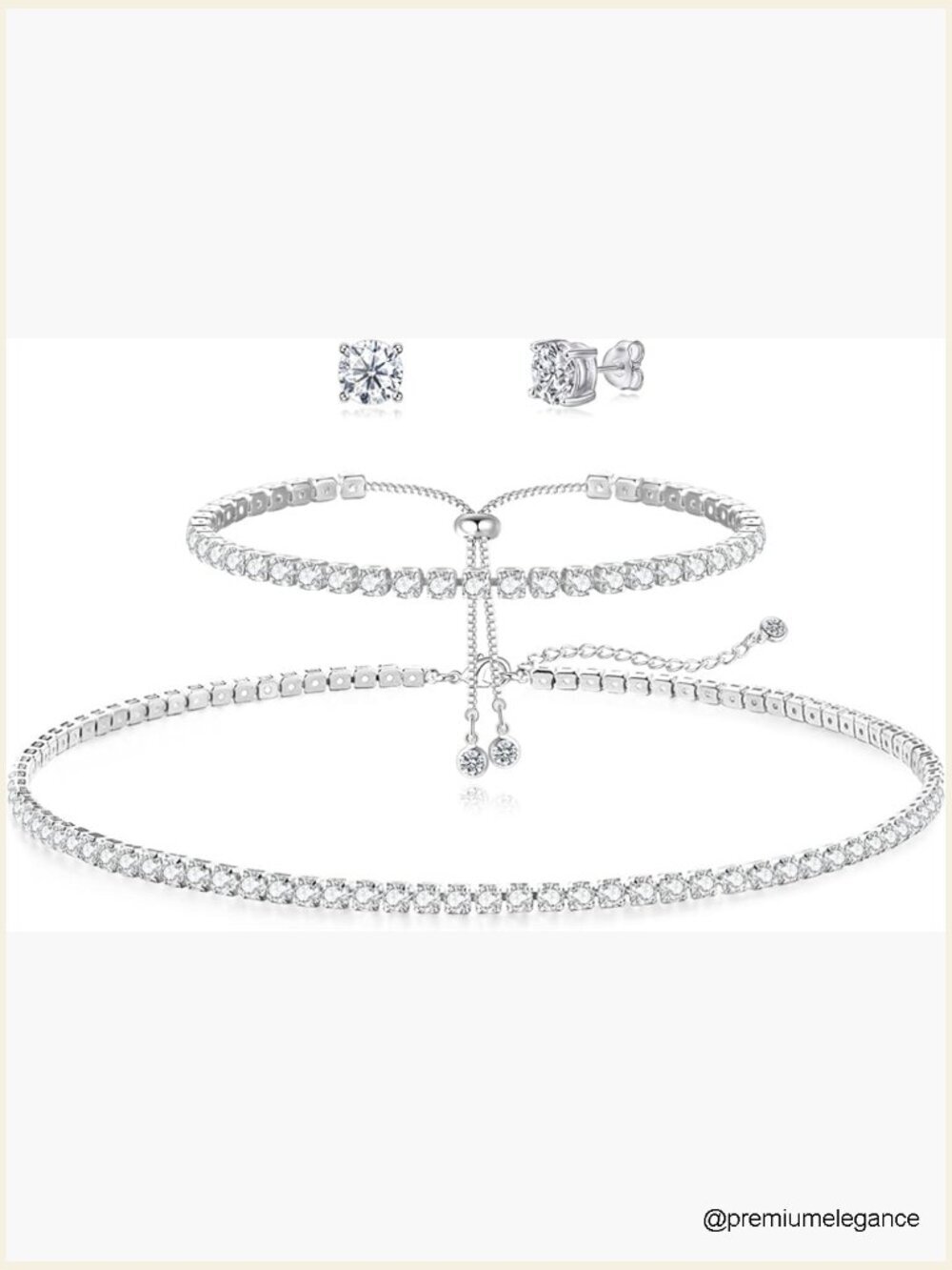 Tennis Necklace and Bracelet Set - Sparkly Crystal Bridal Jewelry
